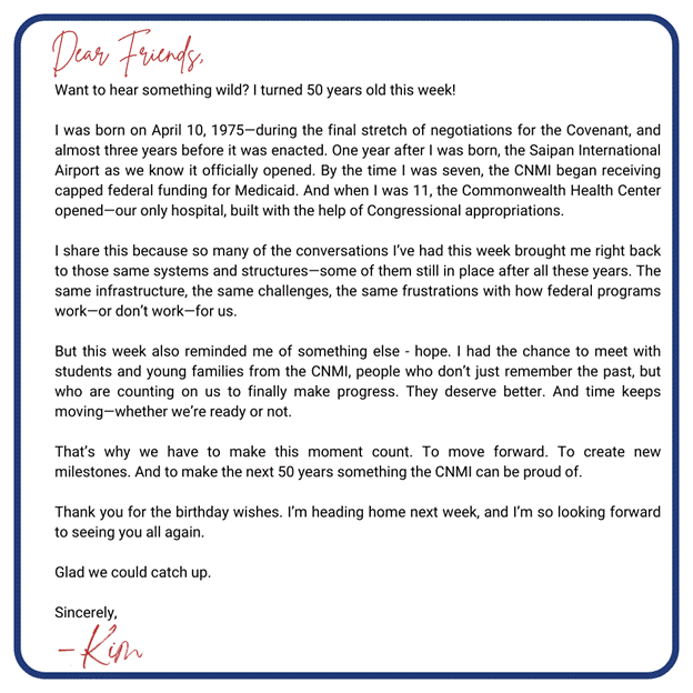 Catch Up with Kim -- April 11, 2025 -- Letter from the Congresswoman