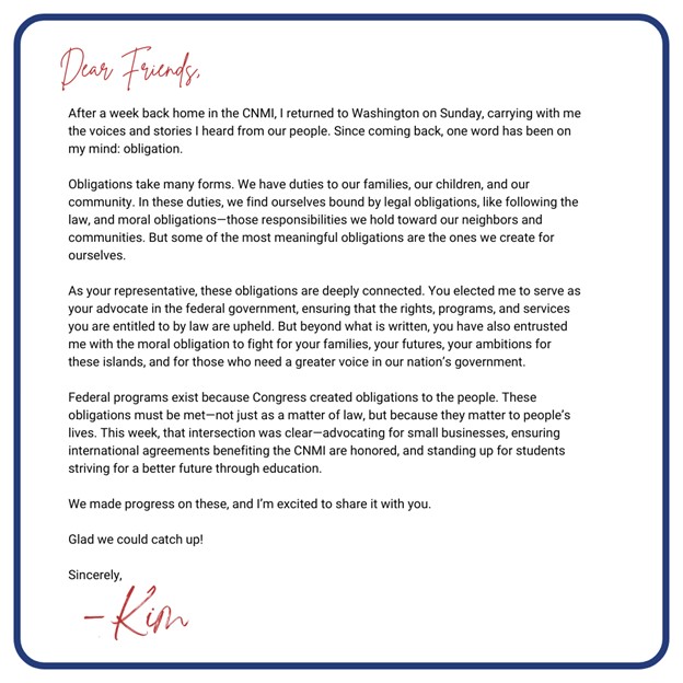 Catch Up with Kim -- February 7, 2025 -- Letter from the Congresswoman