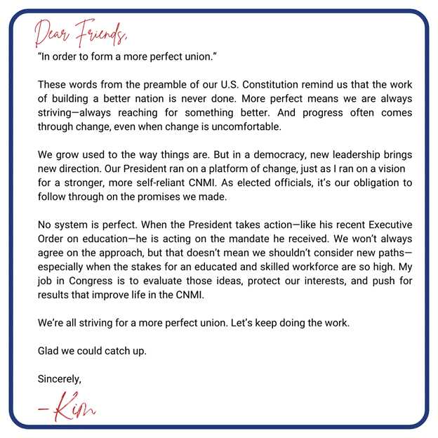 Catch Up with Kim -- March 28, 2025 -- Letter from the Congresswoman