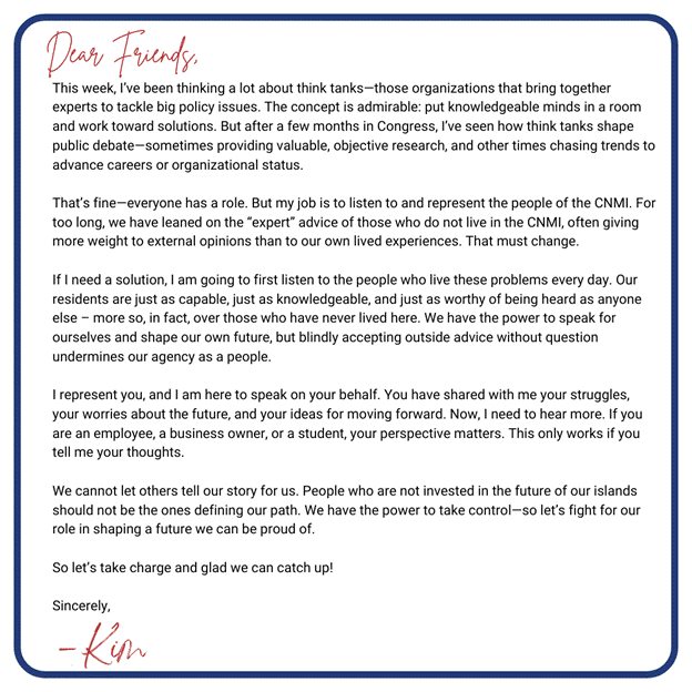 Catch Up with Kim -- March 7, 2025 -- Letter from the Congresswoman